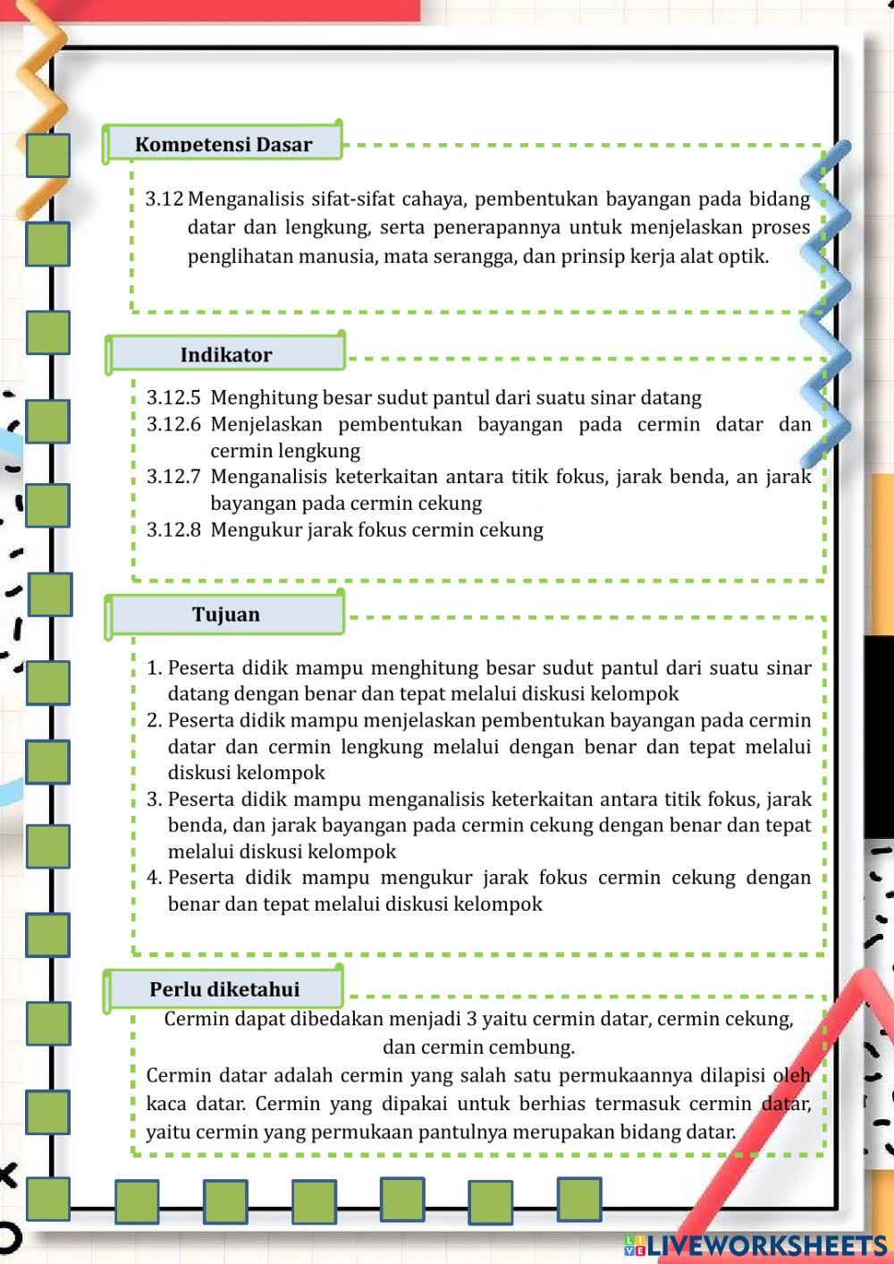 LKPD Pembentukan Bayangan Pada Cermin