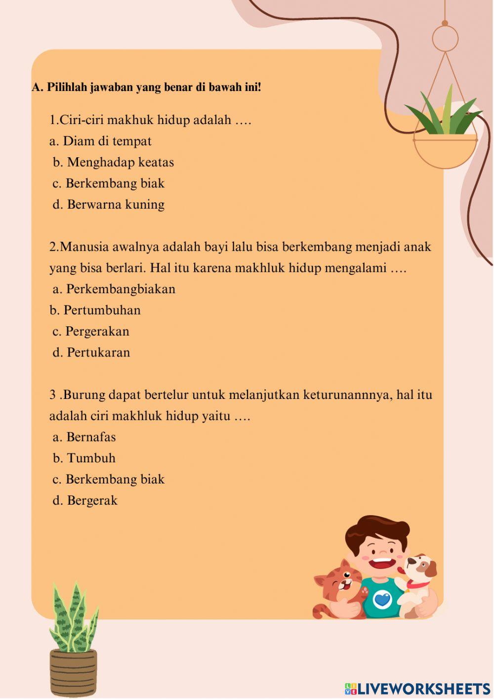 LKPD Ciri-Ciri Makhluk Hidup
