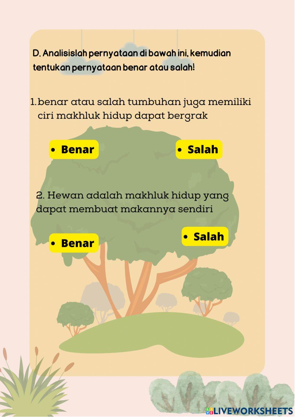 LKPD Ciri-Ciri Makhluk Hidup