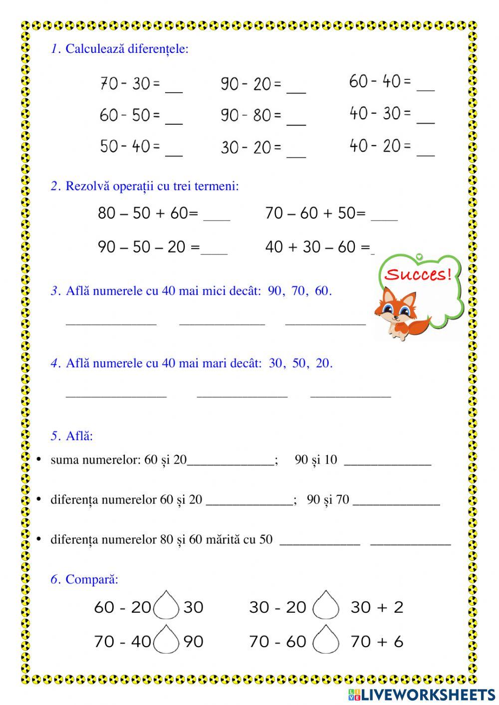 Adunarea si scăderea numerelor formate din zeci