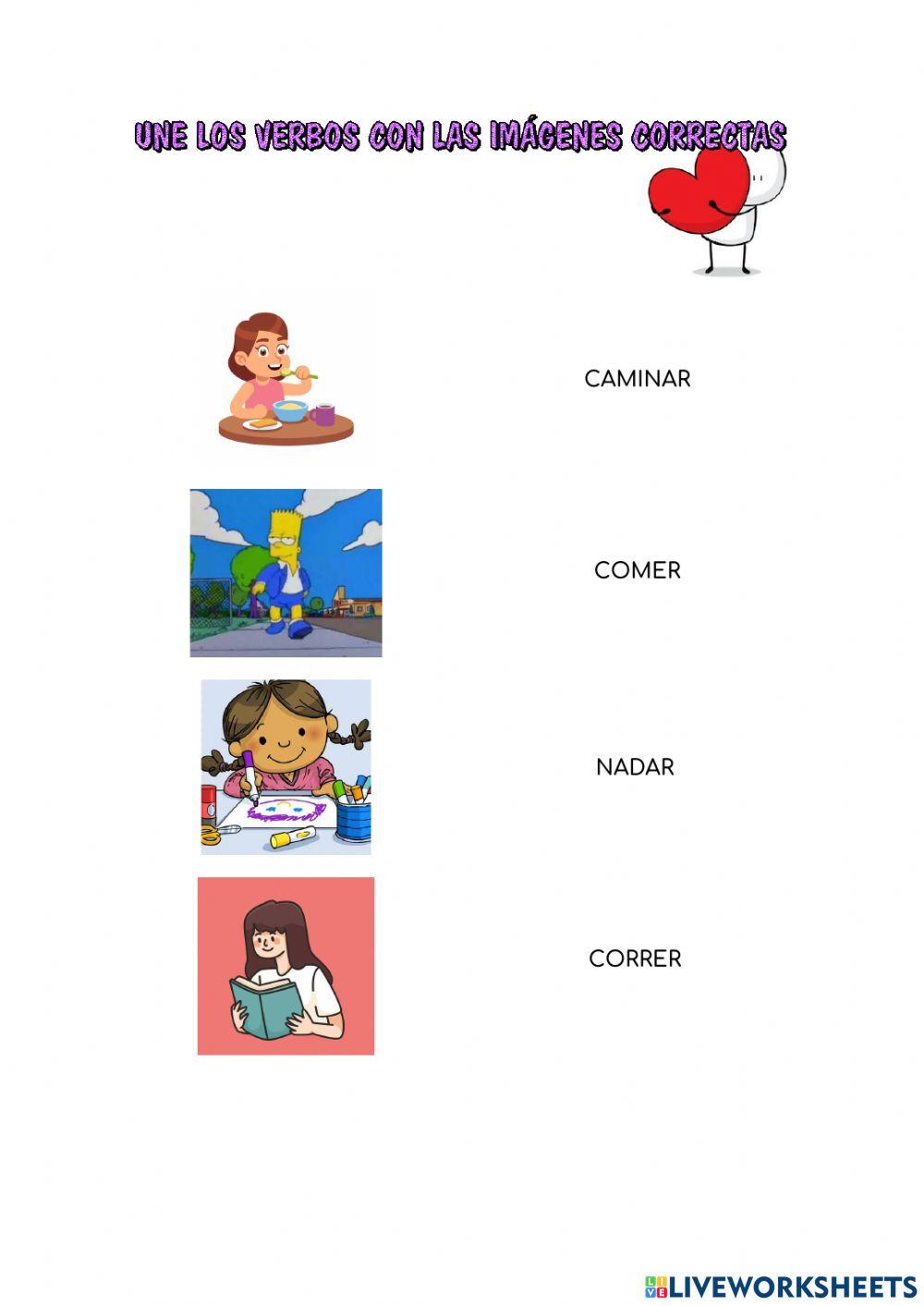 Une los verbos, con su imagen adecuada