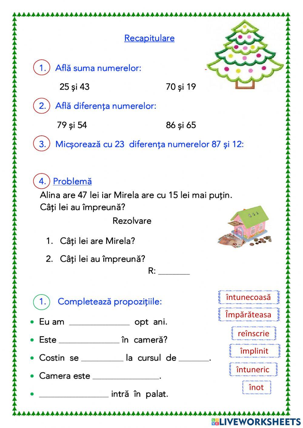 Adunarea si scăderea 0 100
