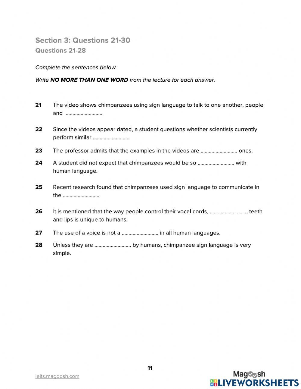 Ielts complete listening section worksheet live worksheets
