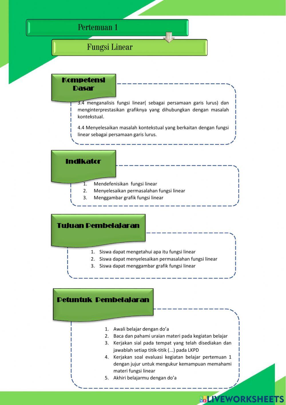 Pertemuan 1 Fungsi Linear