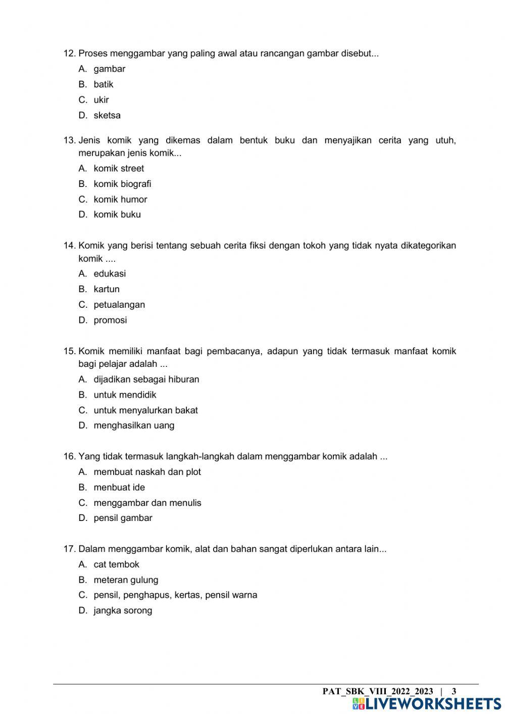 PAT Seni Budaya Kelas 8