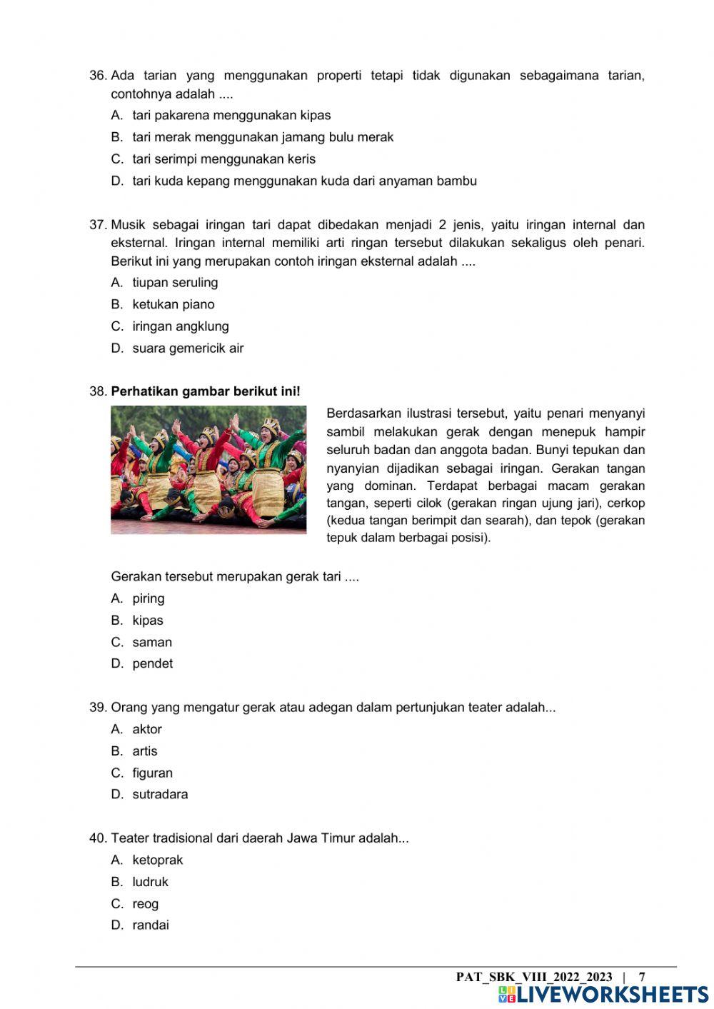 PAT Seni Budaya Kelas 8