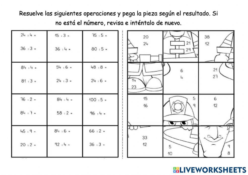 Divisiones exactas (dos dígitos)