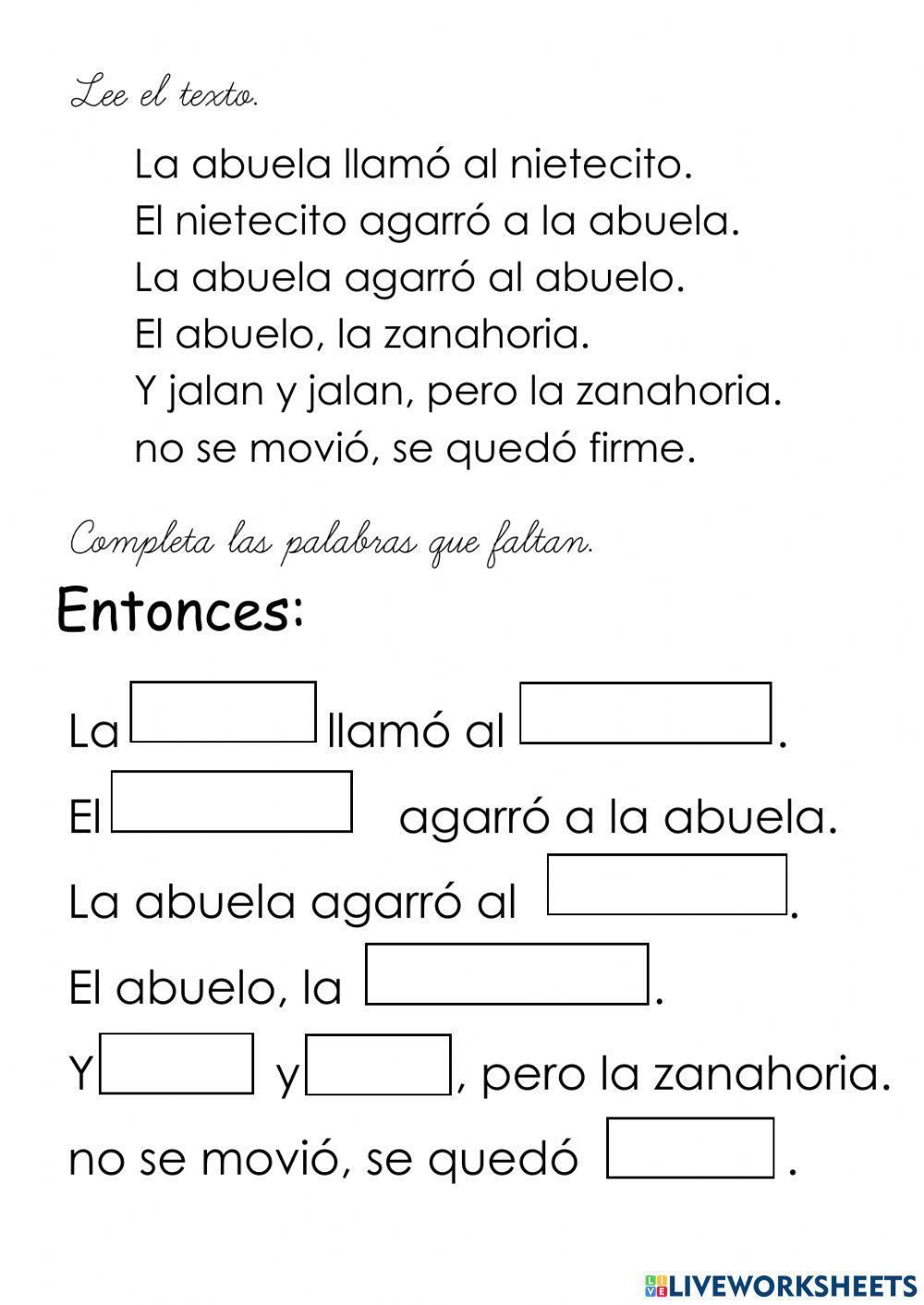 Completa la palabra que falta