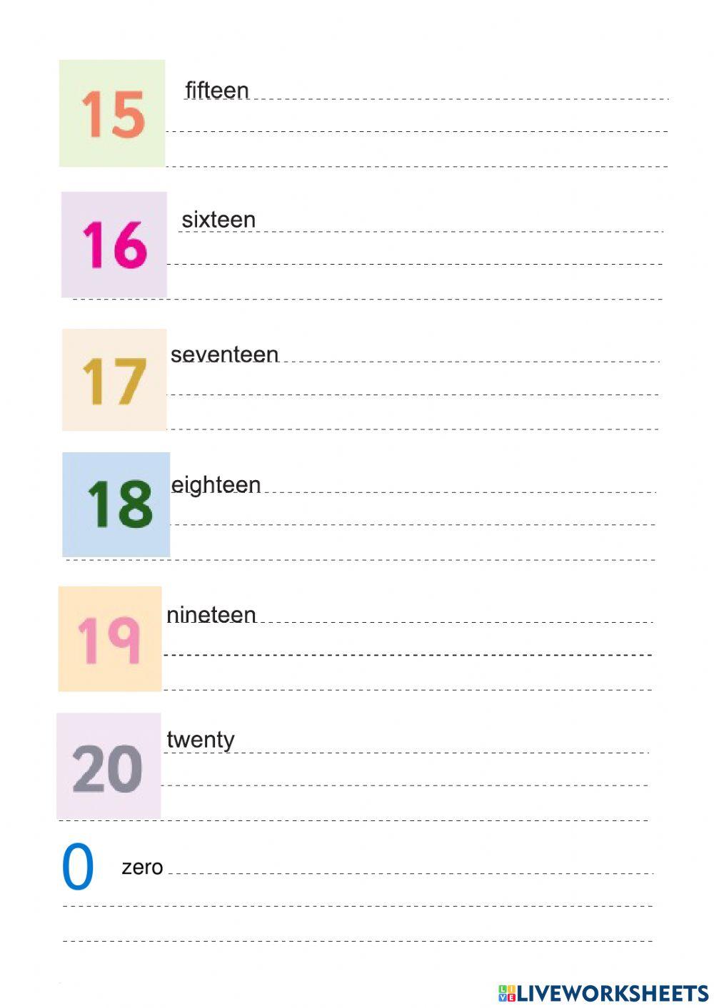 Numbers 0-20 - lesson