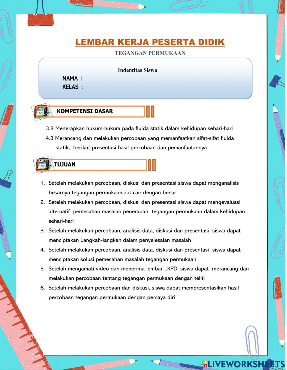 LKPD Percobaan Tegangan Permukaan