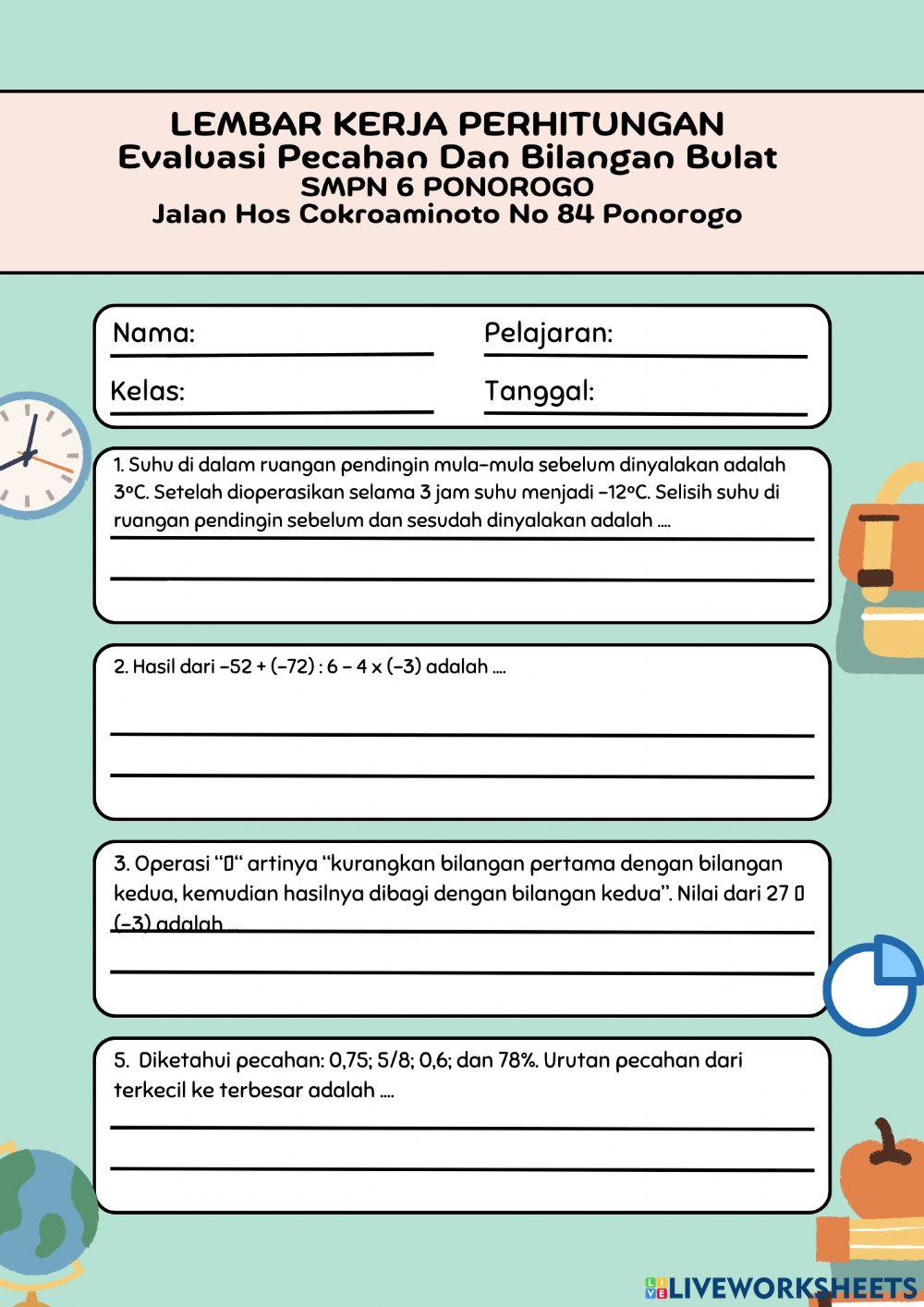 Pecahan dan bilangan bulat