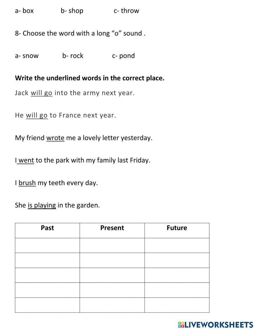 Revision Worksheet