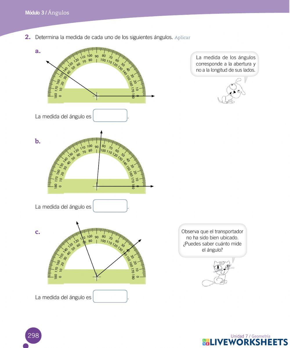 Medir ángulos con transportador