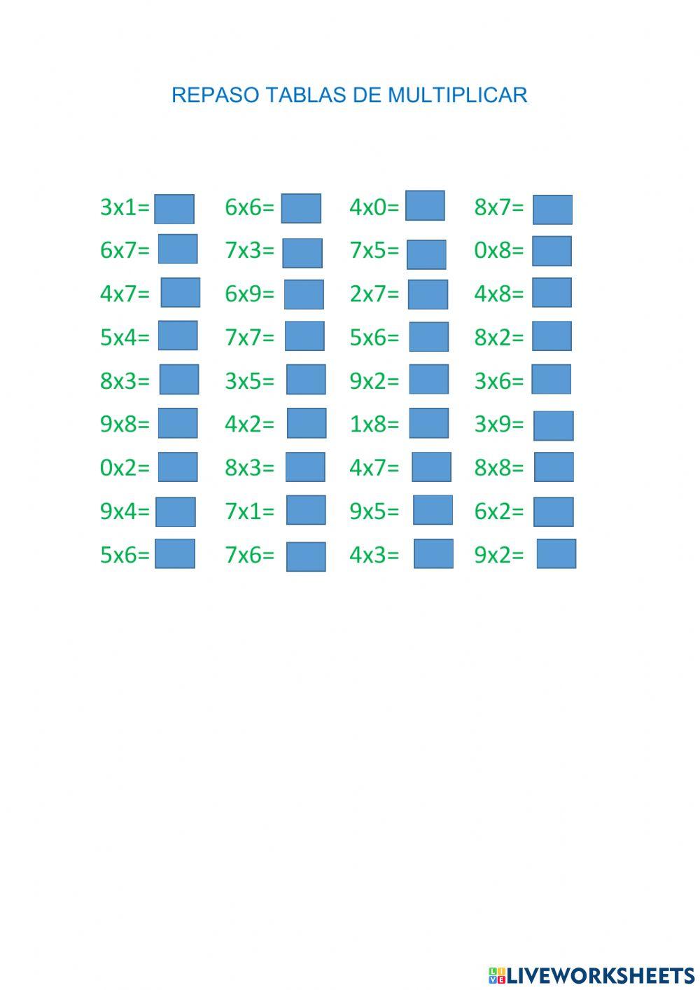 Repaso tablas multiplicar