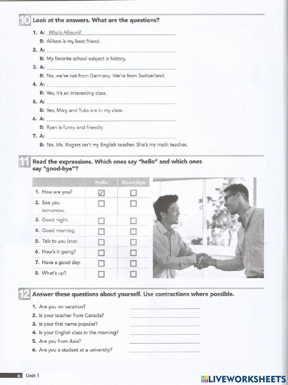 Unit 1 Where are you from?