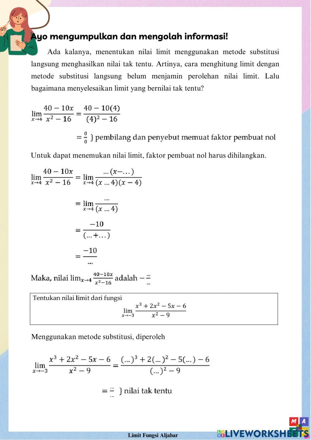 Limit Fungsi Aljabar