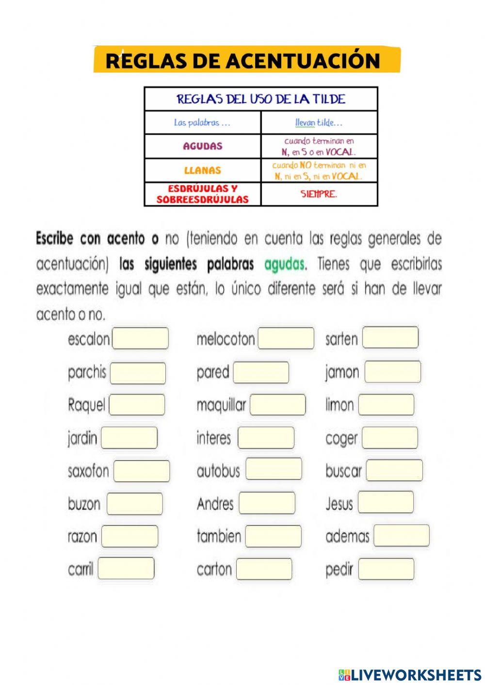 Reglas de acentuación 2