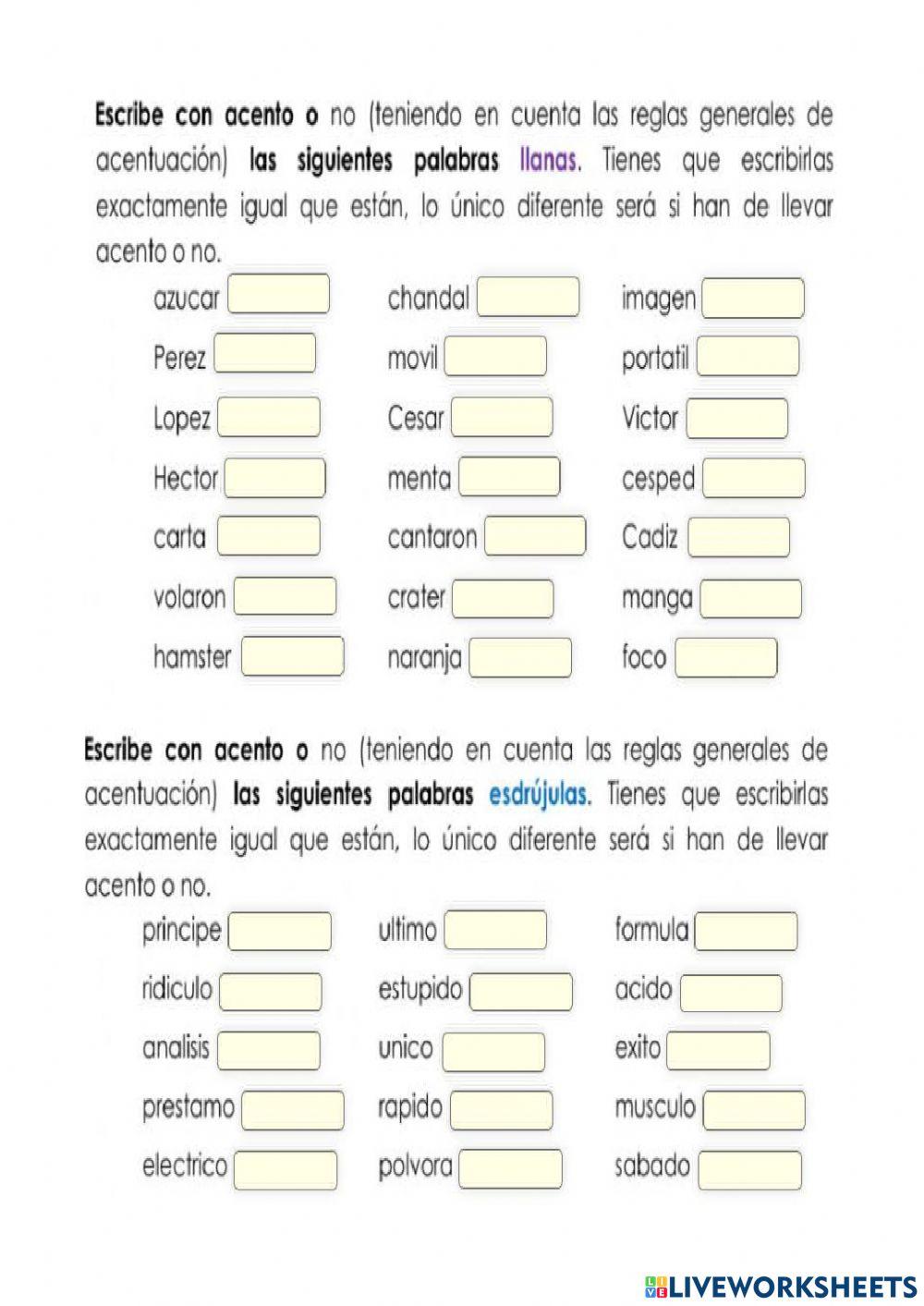 Reglas de acentuación 2