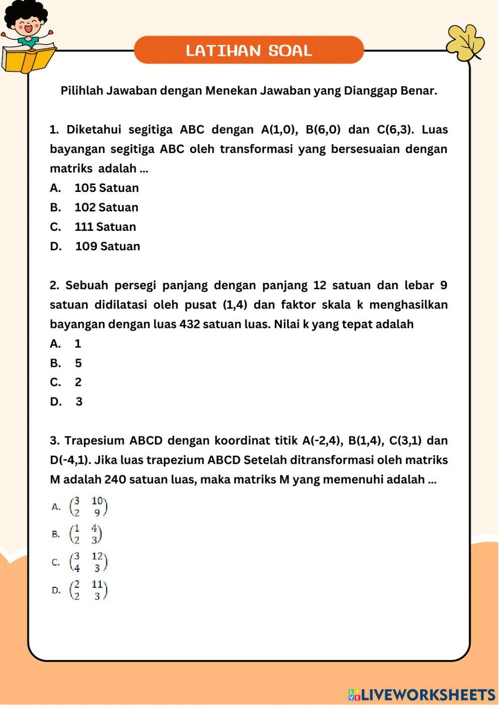 LKPD Luas Bangun Hasil Transformasi dan Komposisi Transformasi