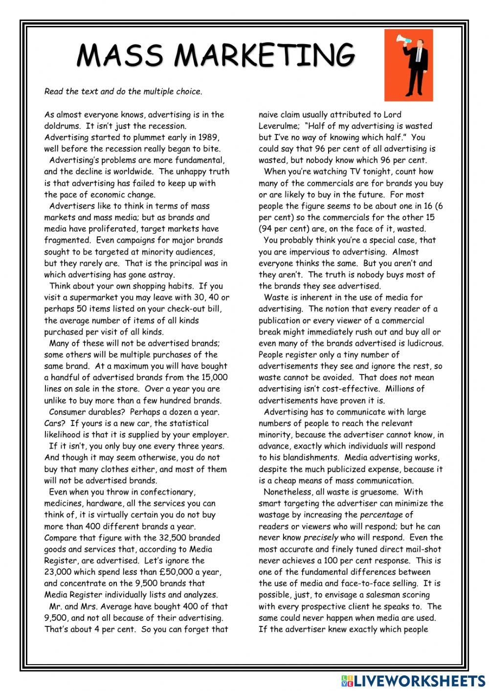 Mass Marketing Advanced Reader