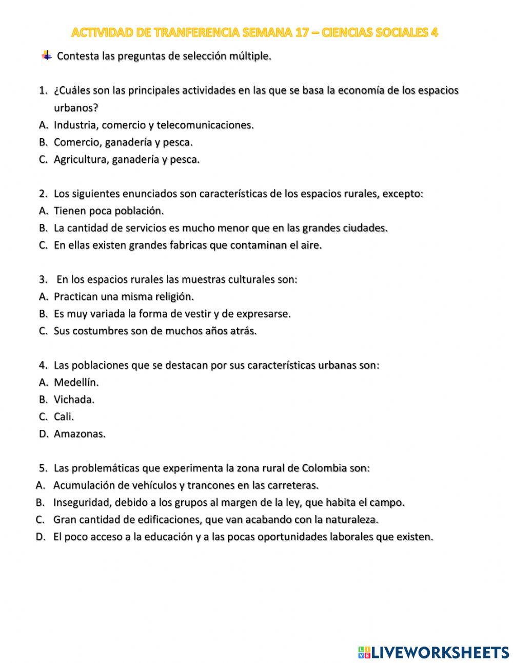 Zonas rurales y urbanas de colombia