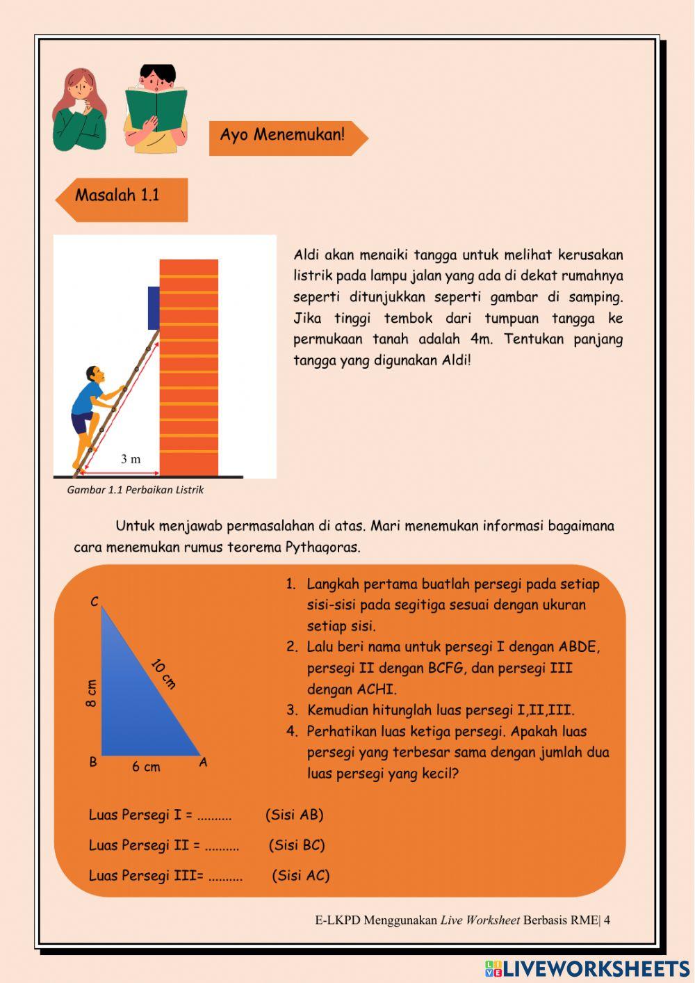 E-LKPD 1 Menemukan Teorema Pythagoras
