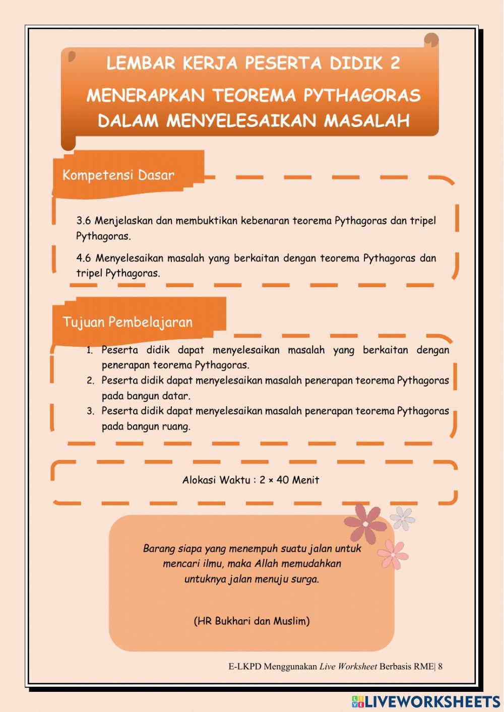 E-LKPD 2 Penerapan Teorema Pythagoras