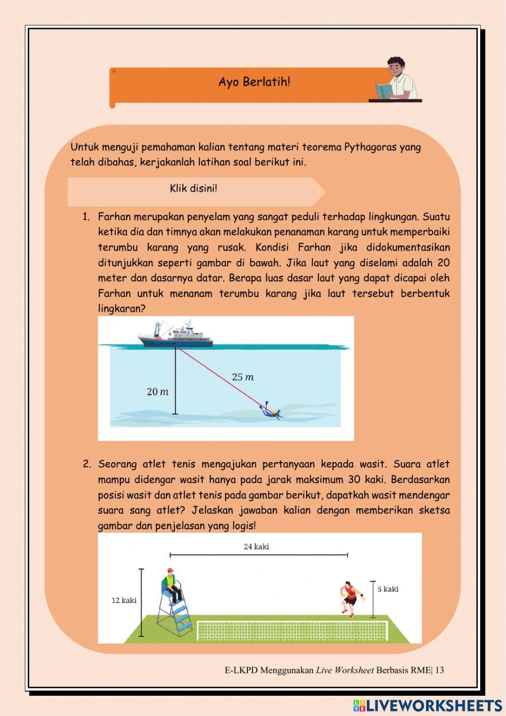 E-LKPD 2 Penerapan Teorema Pythagoras