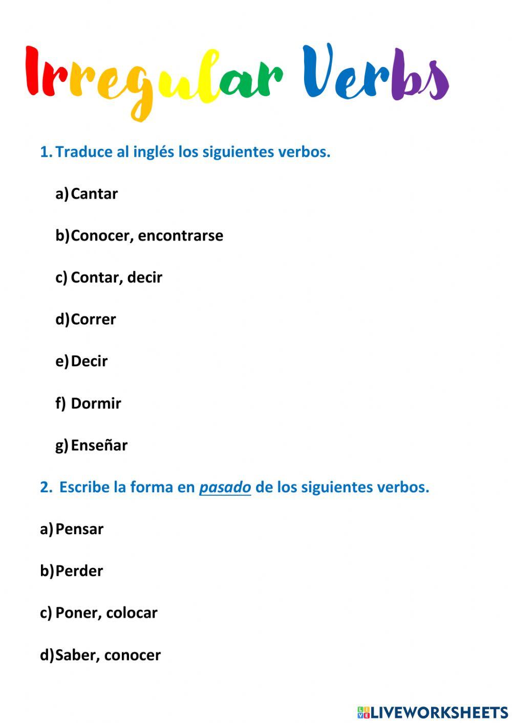 Irregular Verbs Excercise