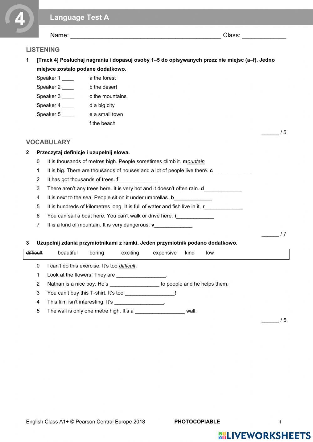 English Class A1+ Unit 4