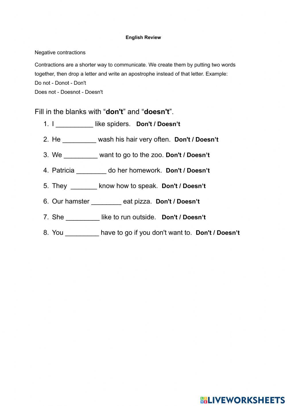 Negative contractions