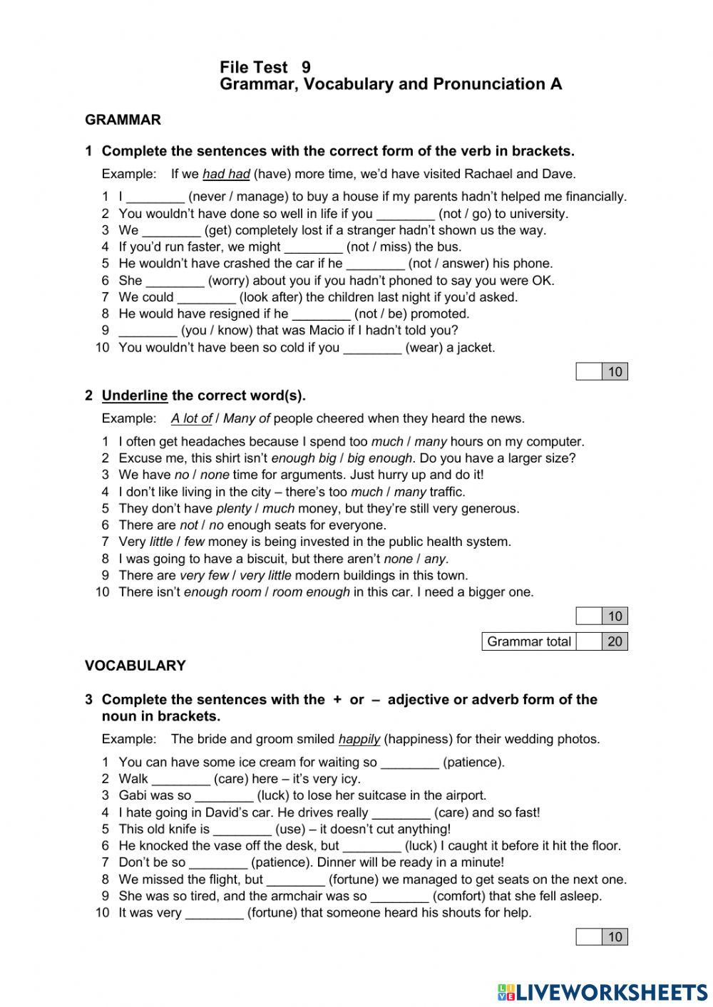 NEF PRE-INT - Test 9 - V, G & P