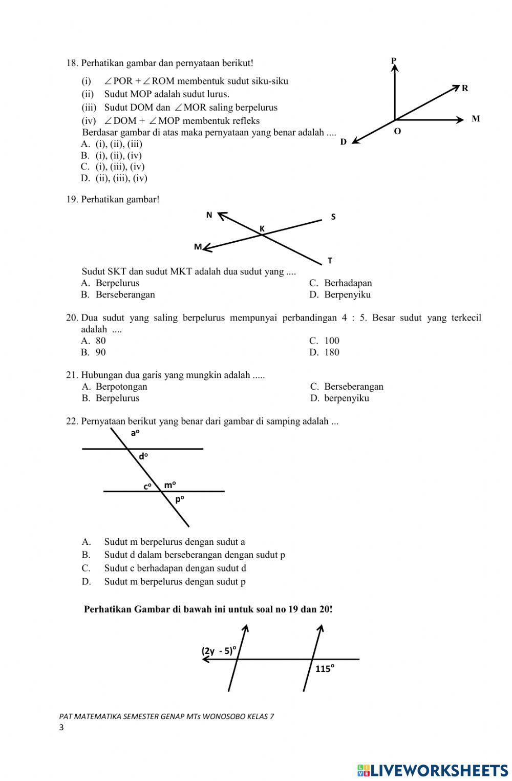 Soal Pat matematika kelas VII 2022-2023 mtss ma'arif tieng kejajar wonosobo