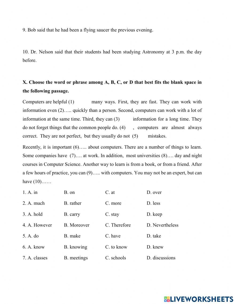 Practice test - UNIT 11 - PART 2