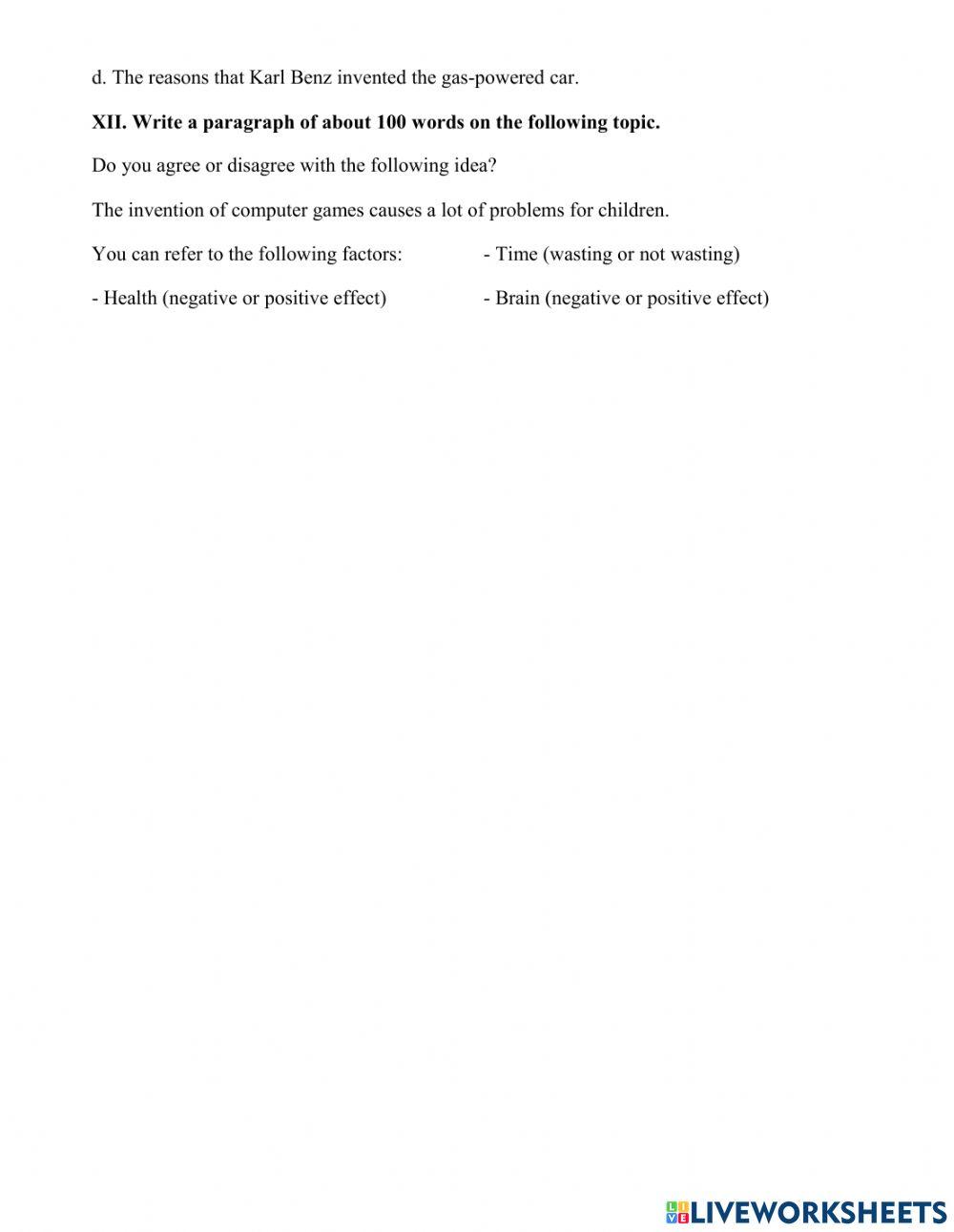 Practice test - UNIT 11 - PART 2