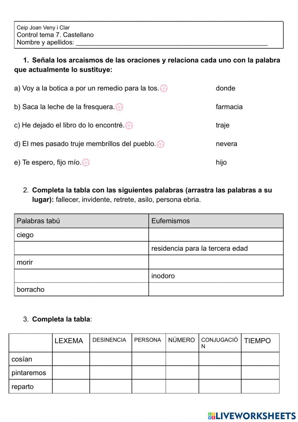 Control tema 7 de castellano