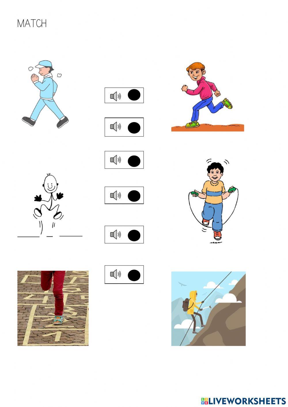 Listen and match these actions