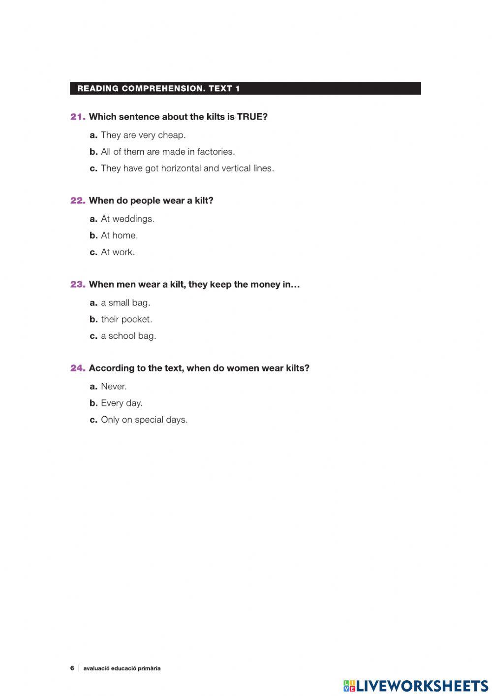 Reading Comprehension CB 2019