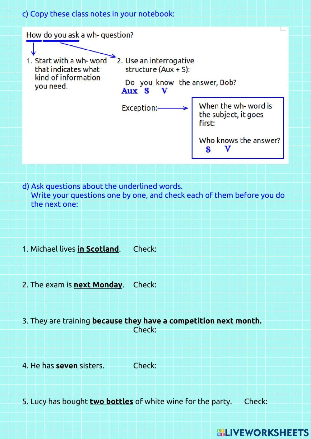 Revision - Wh- questions Revision - Wh- questions