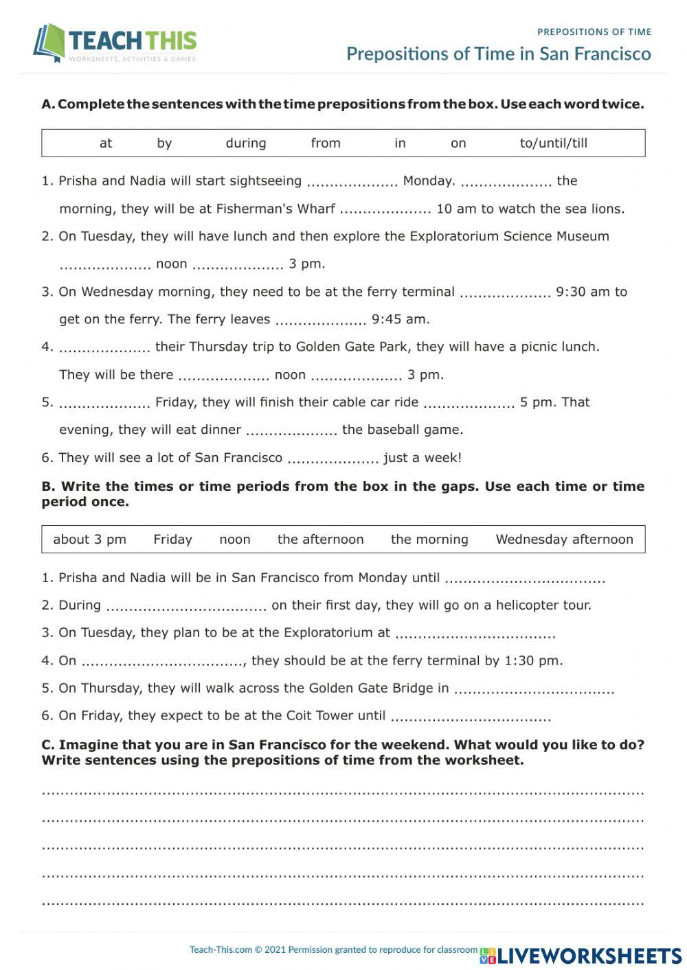 Prepositions of time