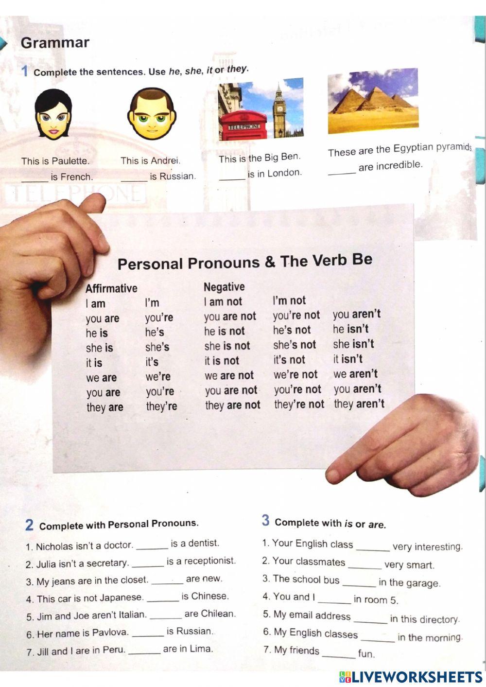 Personal pronouns and possessive adjectives