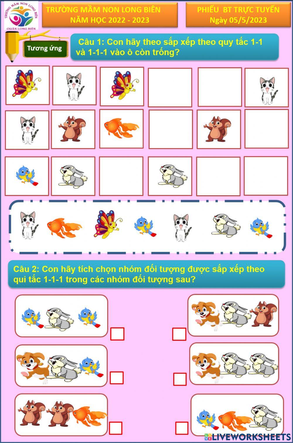 Phiếu bài tập trực tuyến khối MGN ngày 05-5-2023