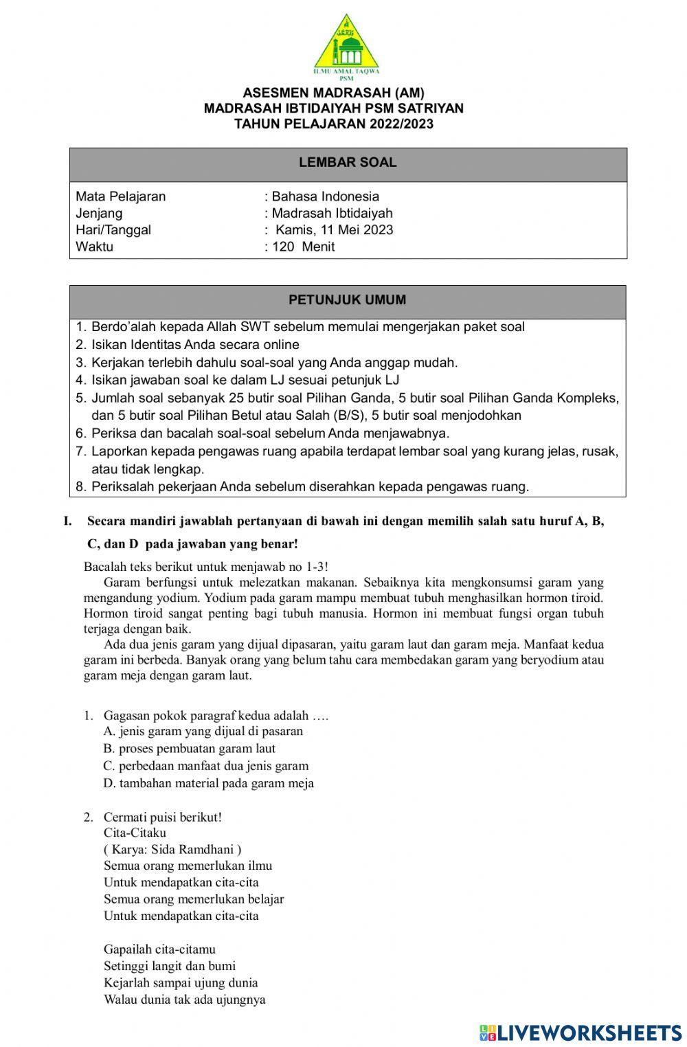 Am bahasa indonesia  6 2023