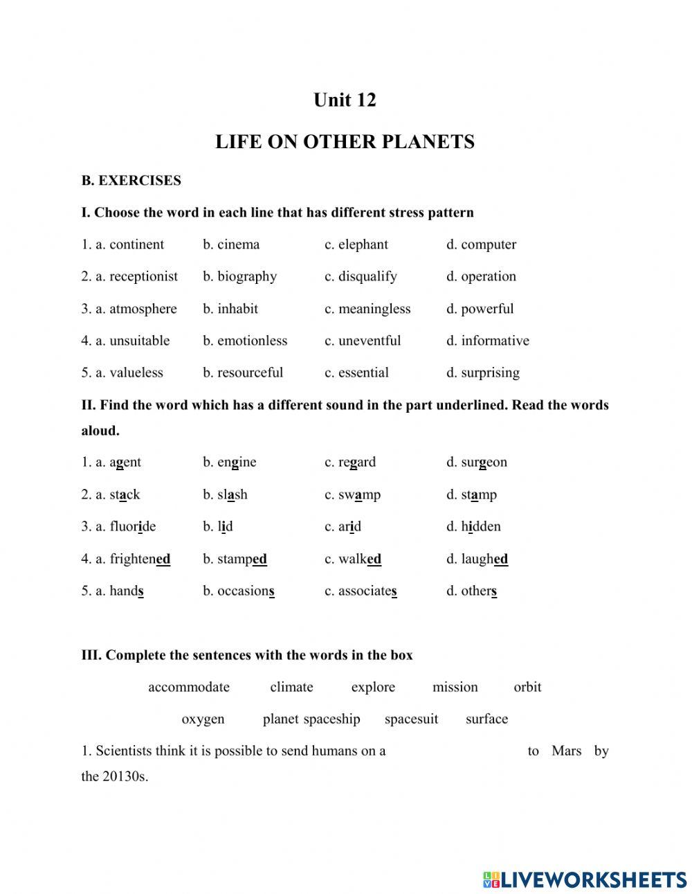 Practice test - UNIT 12
