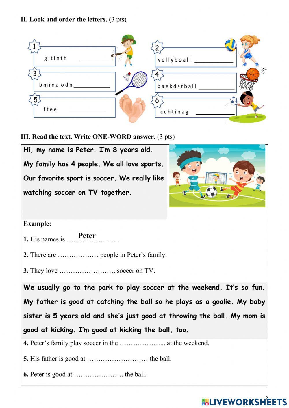 Unit 5: Sports and Hobbies (Writing) - Grade 3