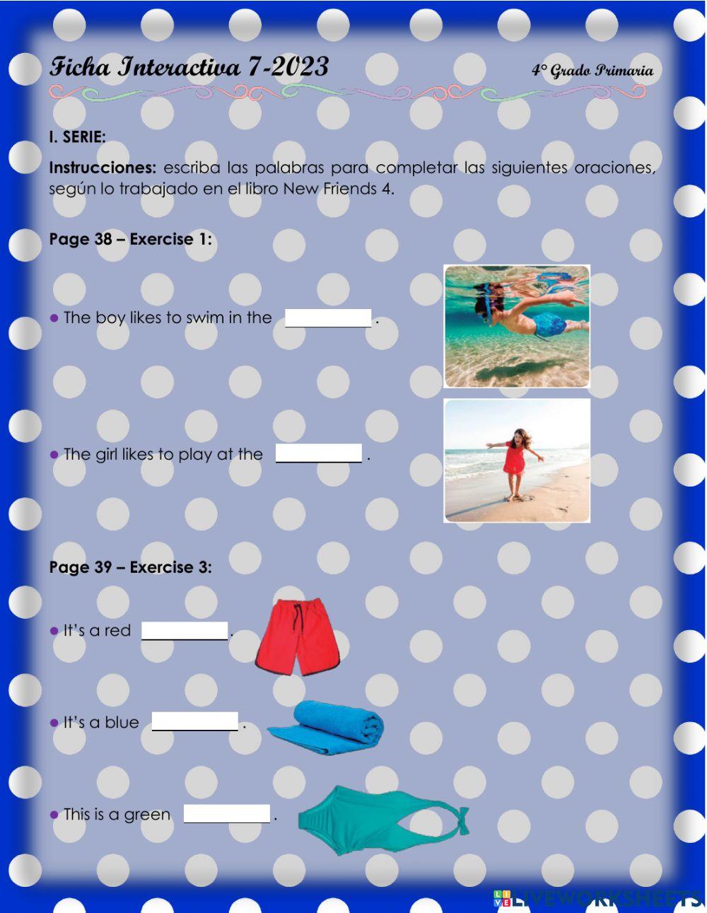 At the beach 1. 4°-Ficha7-2023