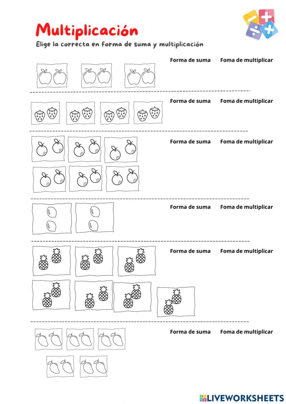 Relación multiplicación suma