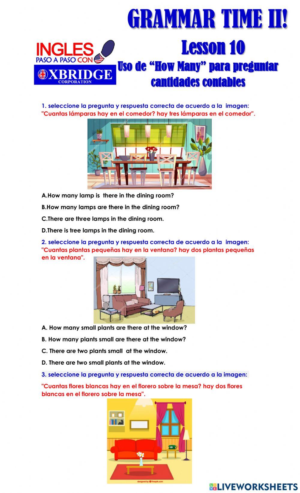 Lección 10 - Uso de How Many para preguntar cantidades contables