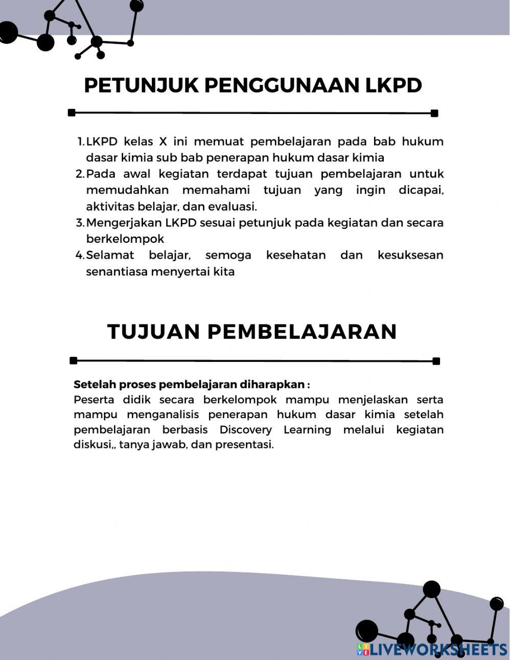LKPD Penerapan Hukum Dasar Kimia