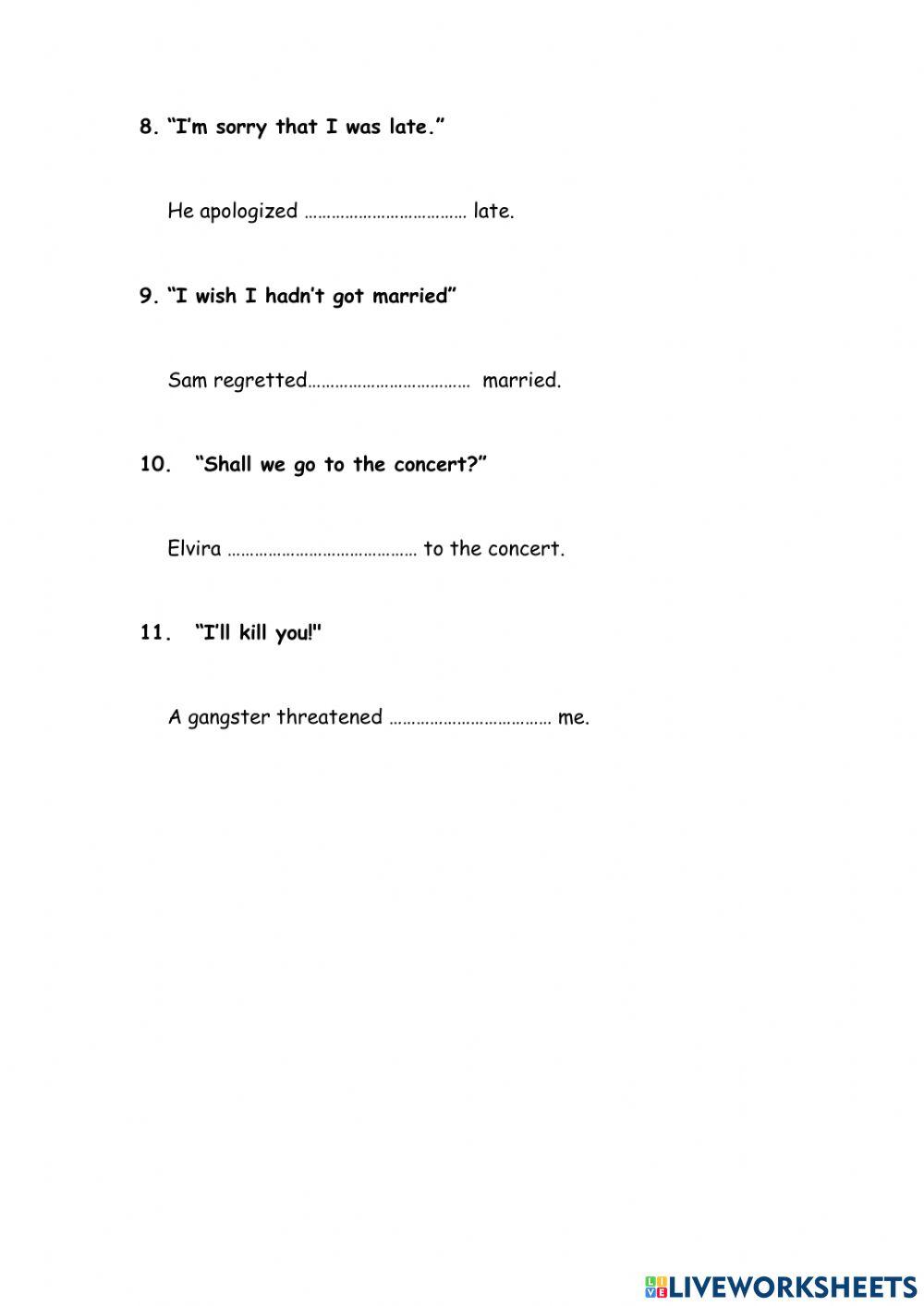 Reported speech short test